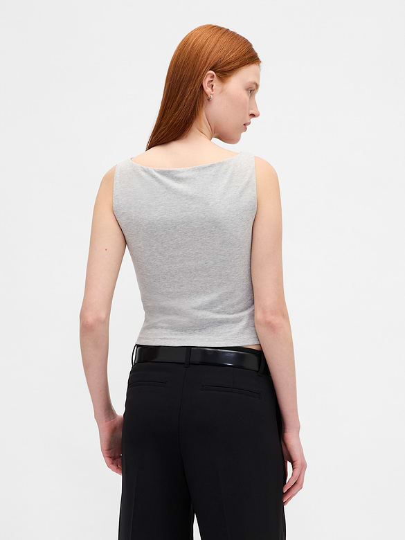 CloseKnit Jersey Boatneck Crop Tank Top