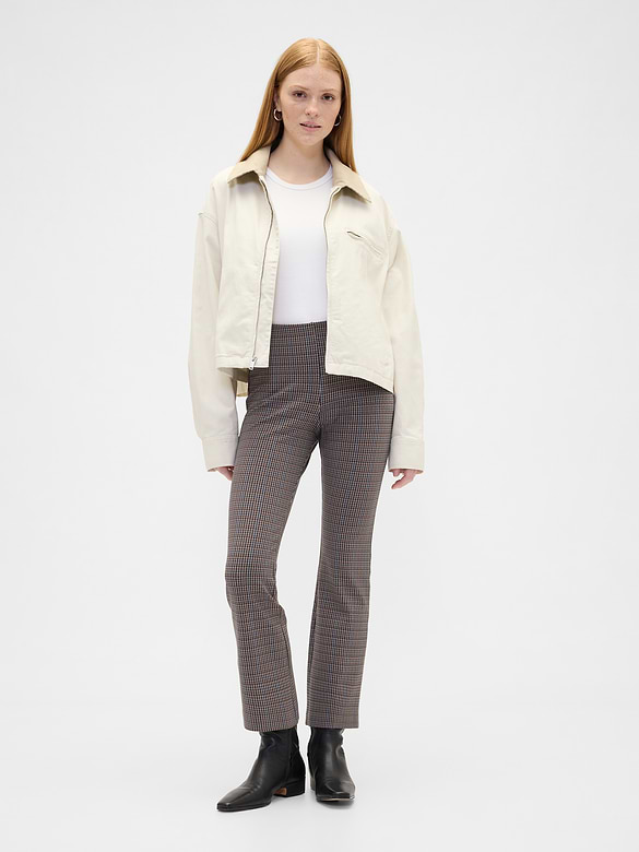 High Rise Ponte Flare Crop Pants