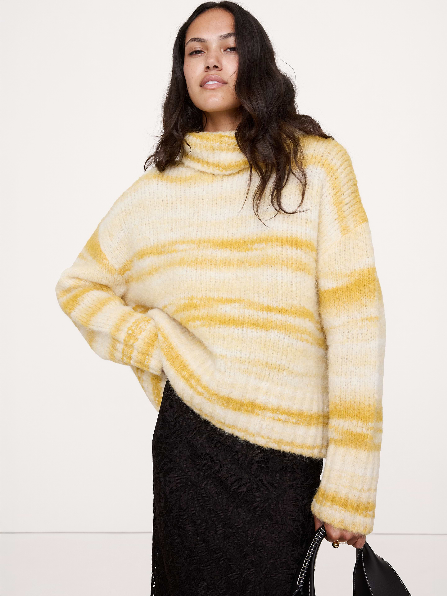 Image number 1 showing, Italian Alpaca-Blend Funnel-Neck Sweater