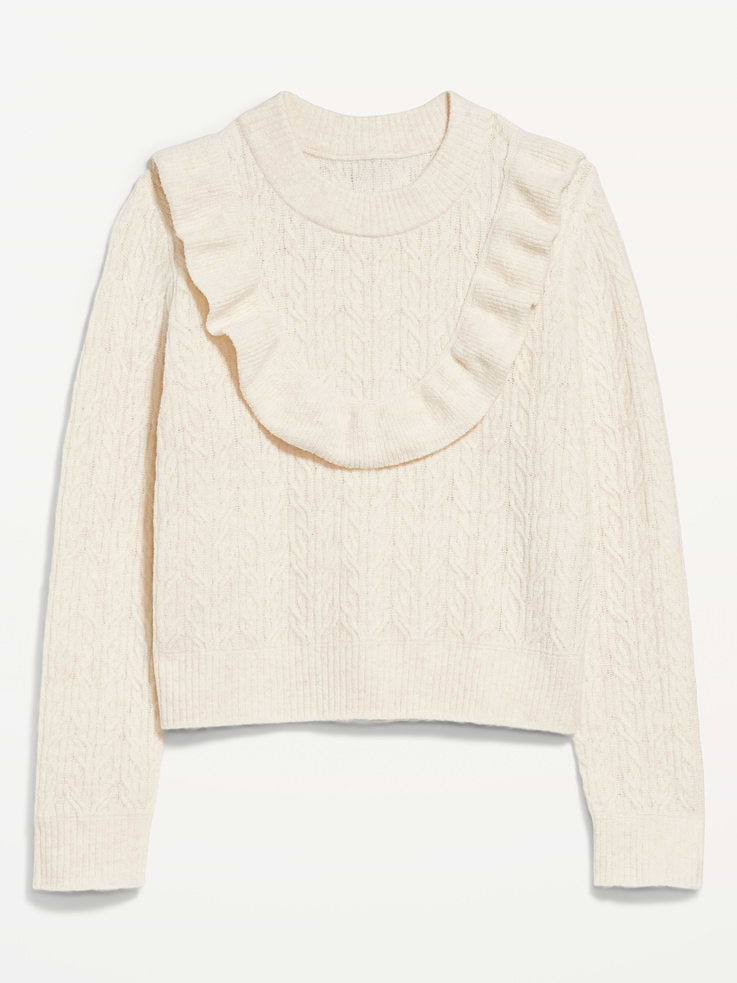 Image number 4 showing, Wool-Blend Cropped Ruffle Sweater