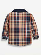Image 2 of 2, Long-Sleeve Plaid Corduroy-Trim Pocket Shirt for Baby