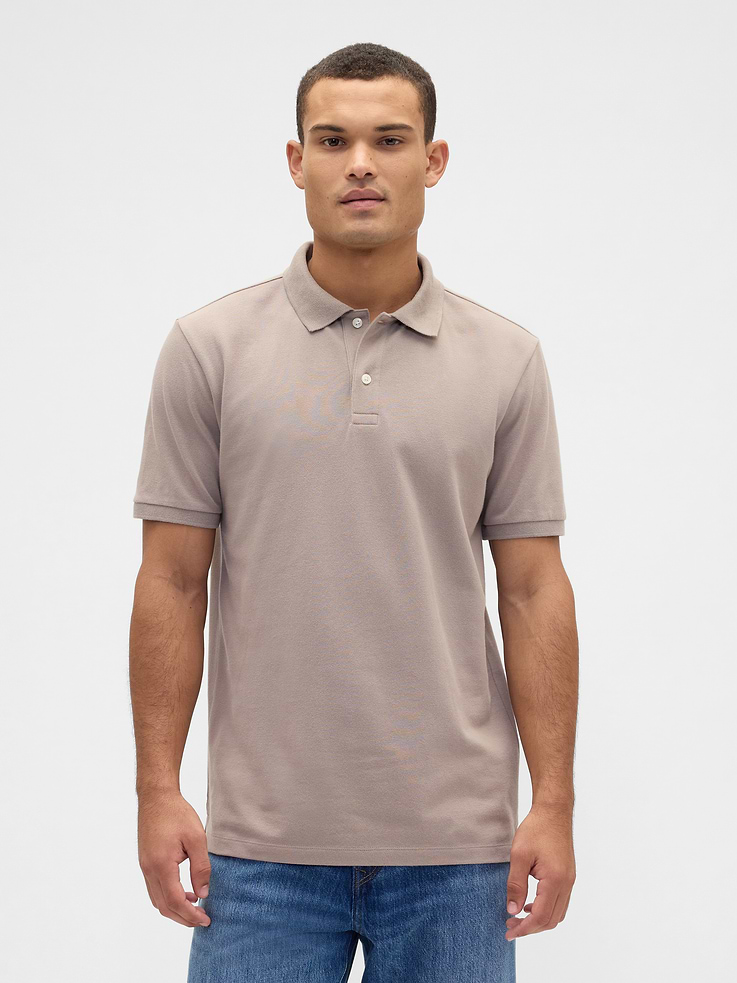 Gap Factory Men's Stretch Pique Polo Shirt (Medium Cool Brown)