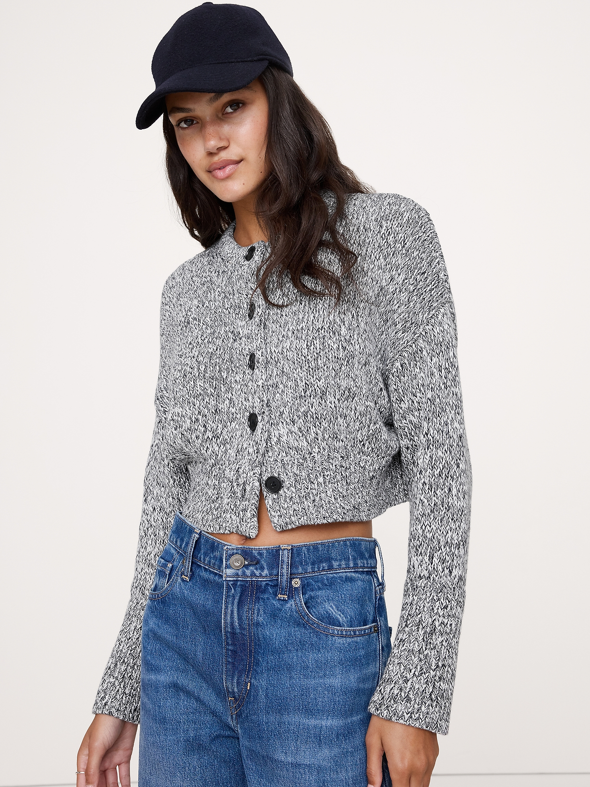 Cotton Cropped Cardigan | Banana Republic