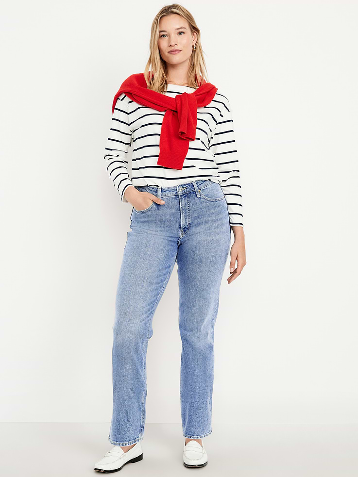 Image number 7 showing, Extra High-Waisted Straight Jeans