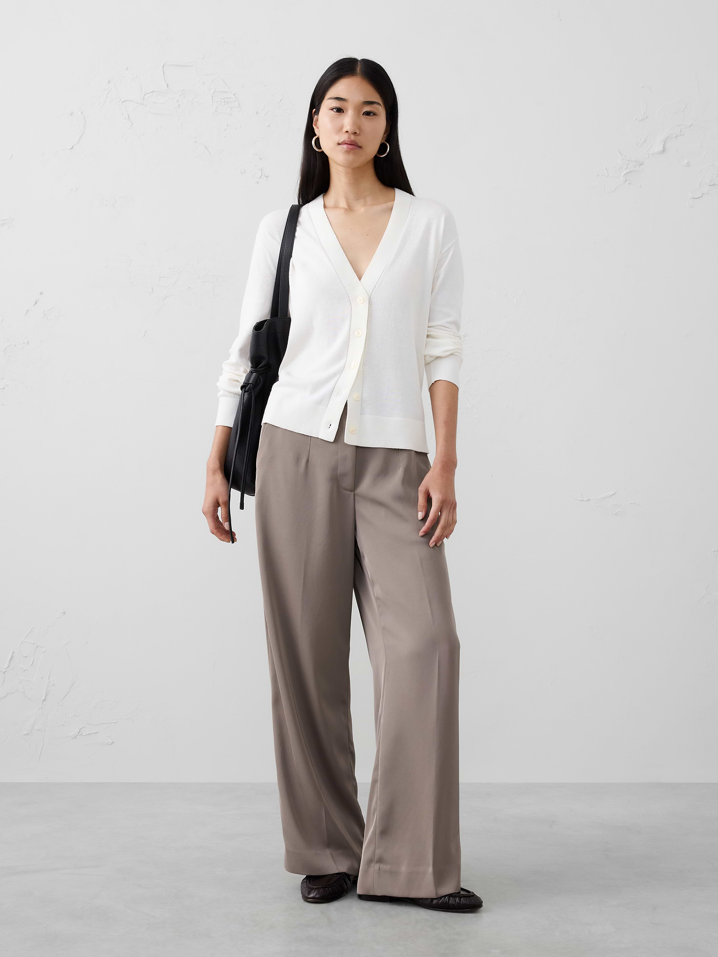 Image number 1 showing, Wide-Leg High-Rise Sheen Trouser
