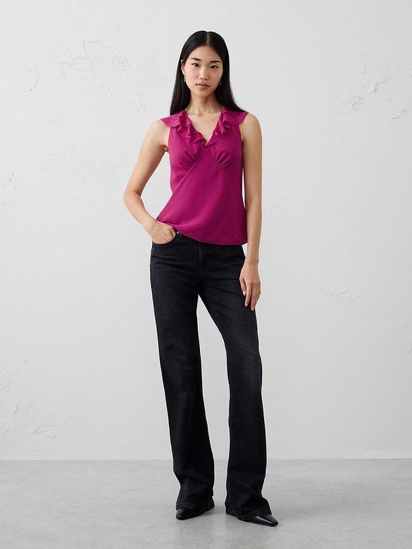 Ruffle V-Neck Chiffon Top