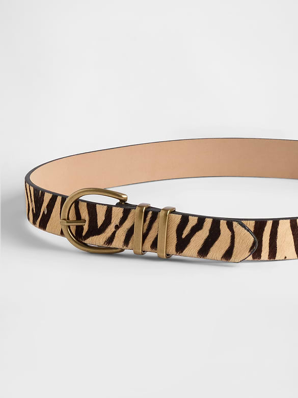 Tiger Print Calf Hair Belt