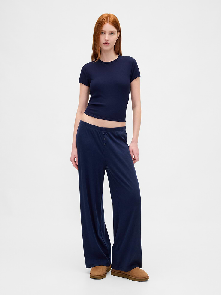 Image 4 of 5, MiniRib Wide-Leg PJ Pants