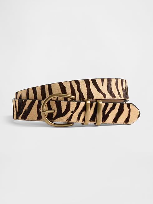 NWT Anthropologie Western Belt features calf hair stylized tiger stripe pattern NWT Anthropologie Classic Western Belt Tiger Print Calf Hair  main image 3