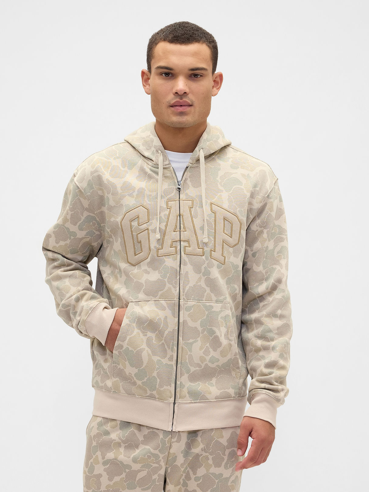 Adult Relaxed Gap Logo Print Zip Hoodie | Gap Factory