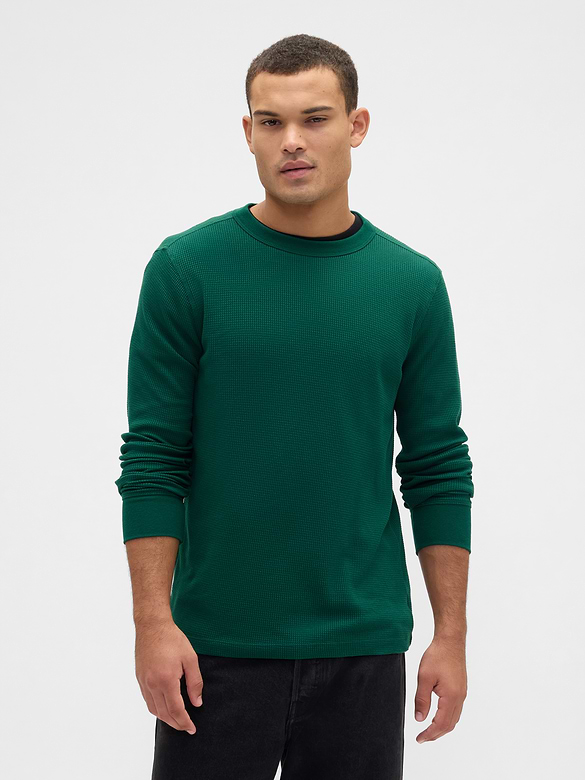 Waffle-Knit Crewneck T-Shirt