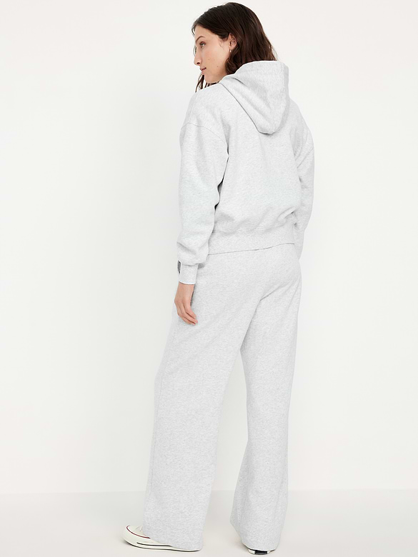 Pantalon en coton ouaté à jambe large et à taille haute PurConfort
