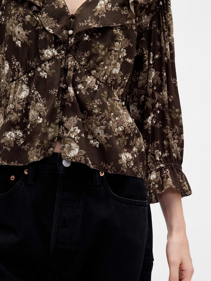 Image number 4 showing, Ruffle Collar V-Neck Top