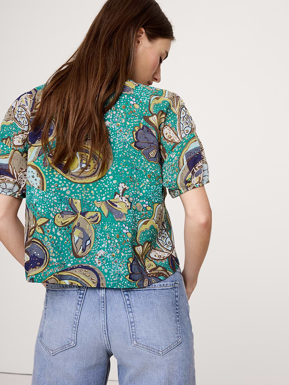 Cotton Tie-Front V-Neck Top