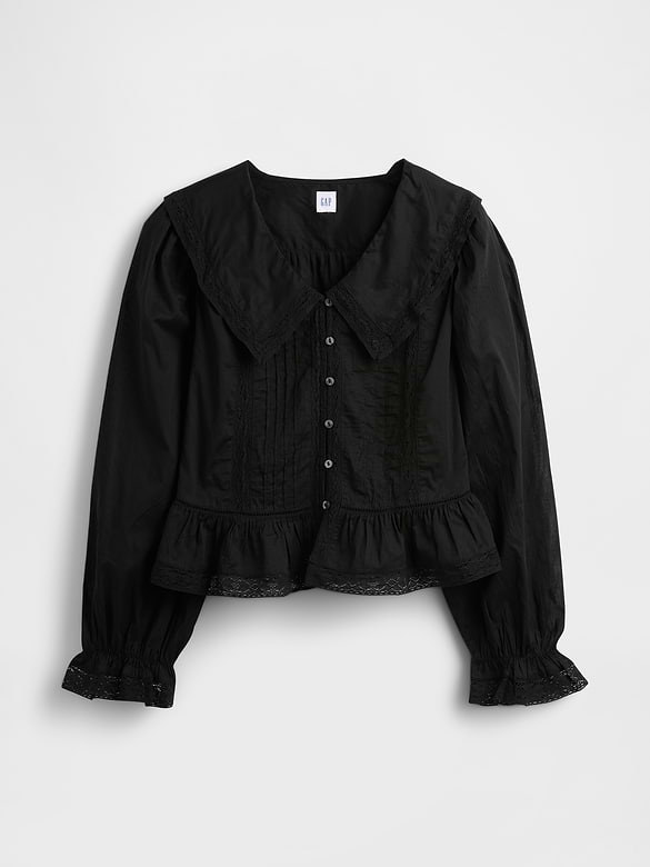 Collared V-Neck Peplum Top