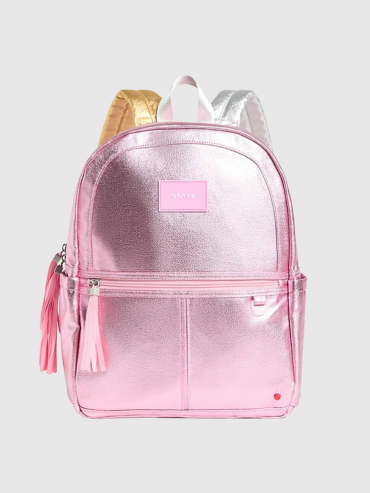 Image 1 of 5, STATE's signature backpack recommended for kindergarten to third grade., The Kane Backpack fits folders and up to one 2” binder or textbook., Perfect for school, travel, and every adventure in between, this best-selling kids' backpack is as fun as it is functional., 45% of this bag is made from recycled materials., For every bag sold, STATE donates a percentage of the proceeds to American families in need.