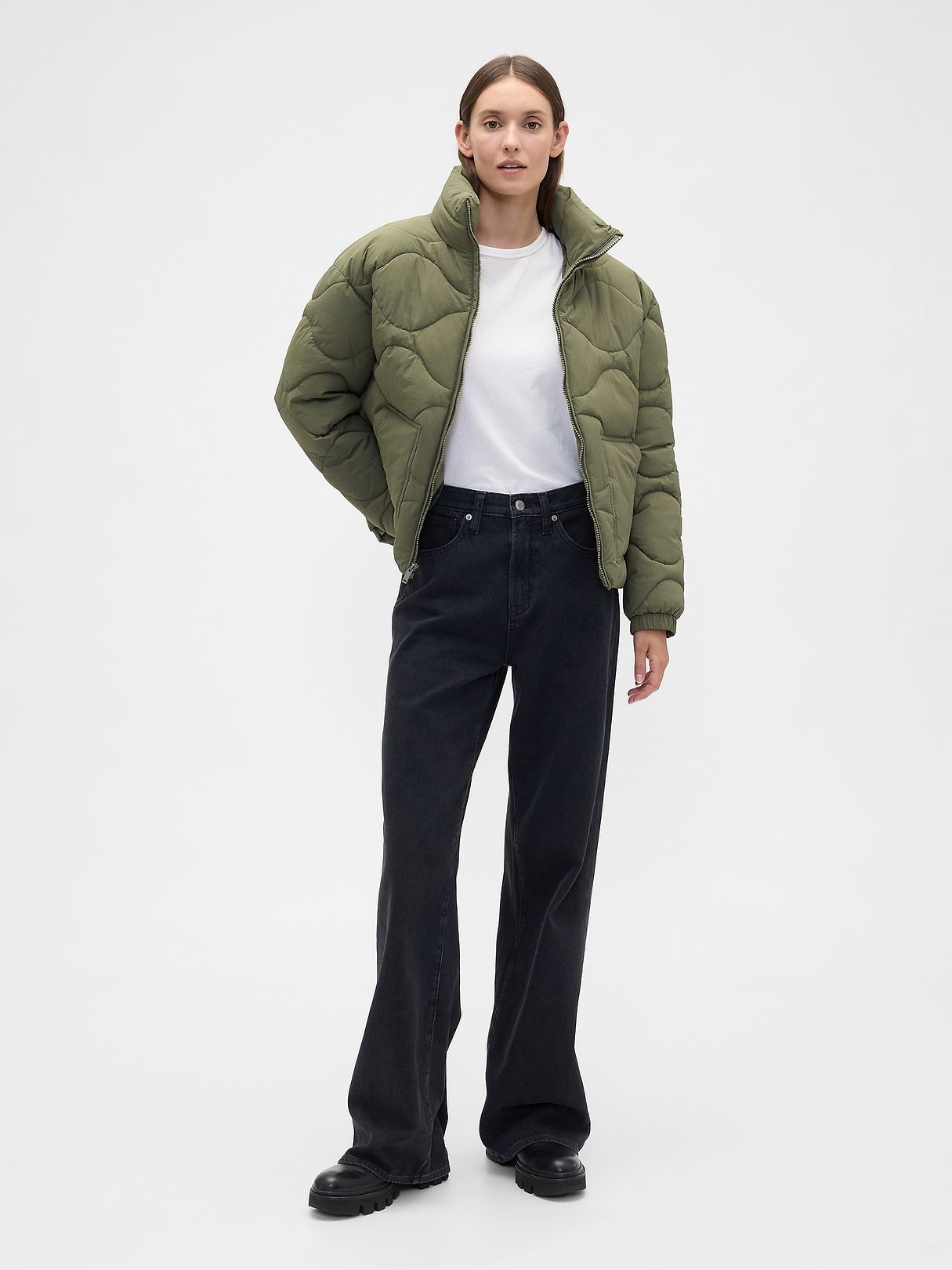 Relaxed Quilted Nylon Jacket | Gap Factory