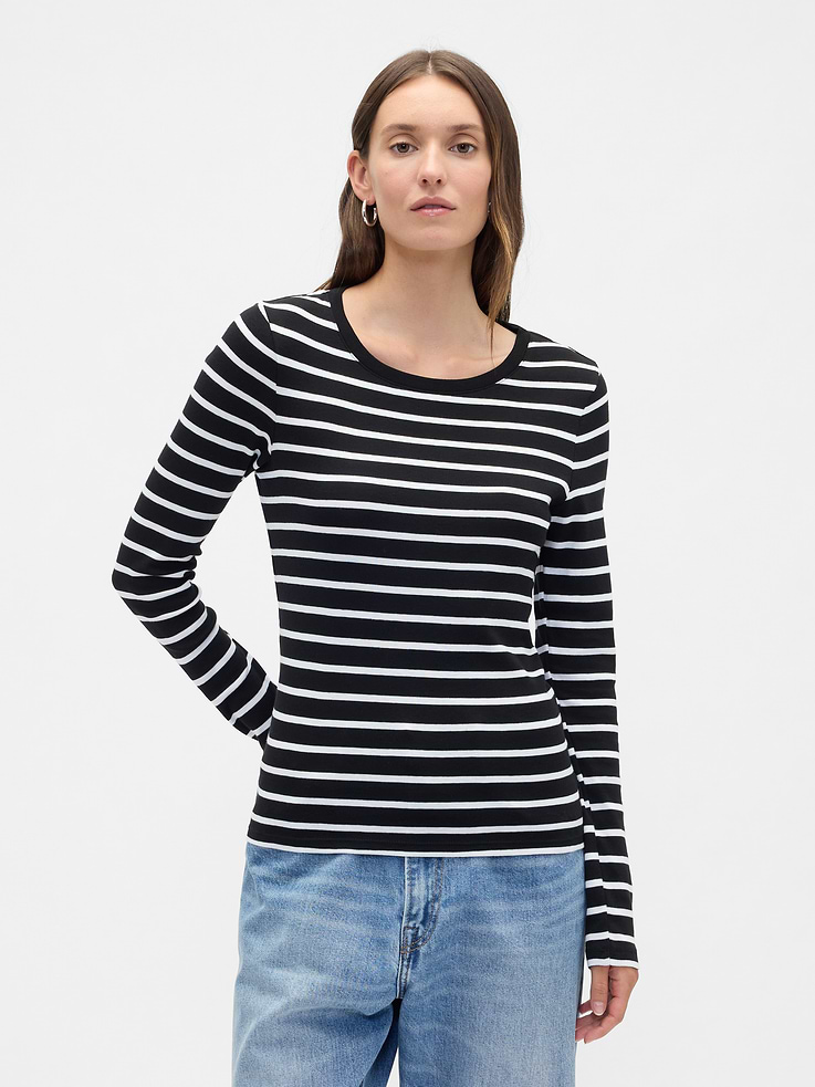 Image number 1 showing, Modern Ribbed Stripe Crewneck T-Shirt