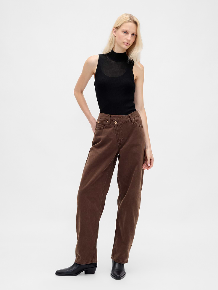 Image number 1 showing, High Rise UltraSoft Crossover Barrel Jeans
