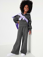 L'image numéro 3 présente Pantalon jambe large à taille haute en molleton raffiné pour fille