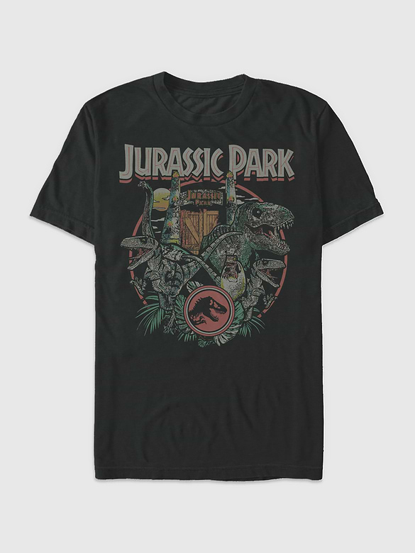 Jurassic Park Gate Circle Graphic T-Shirt