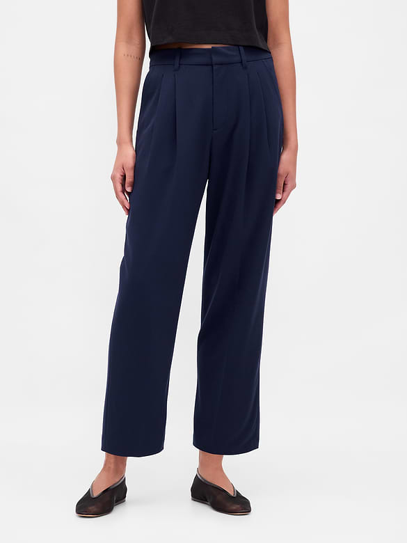 365 High Rise Brushed Twill Taper Ankle Trousers