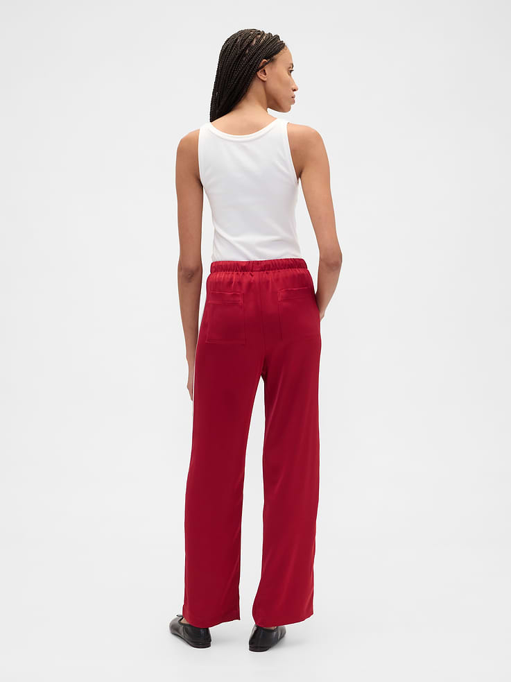 Image number 4 showing, Satin Straight-Leg Crop Pants