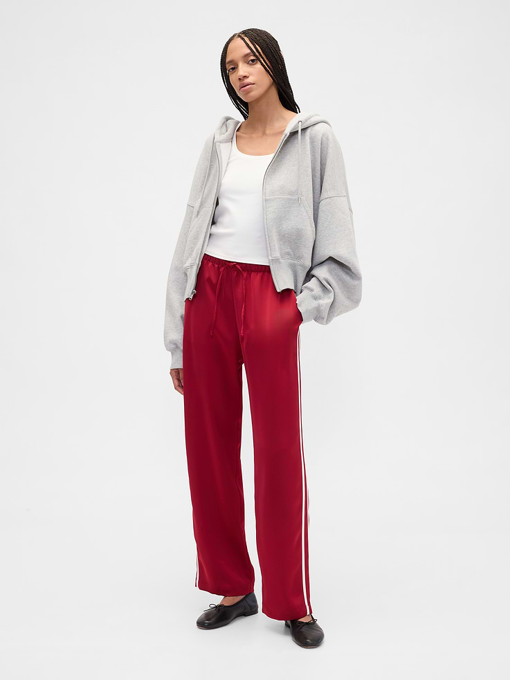 Image number 1 showing, Satin Straight-Leg Crop Pants