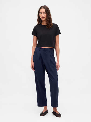 Image number 1 showing, 365 High Rise Brushed Twill Taper Ankle Trousers