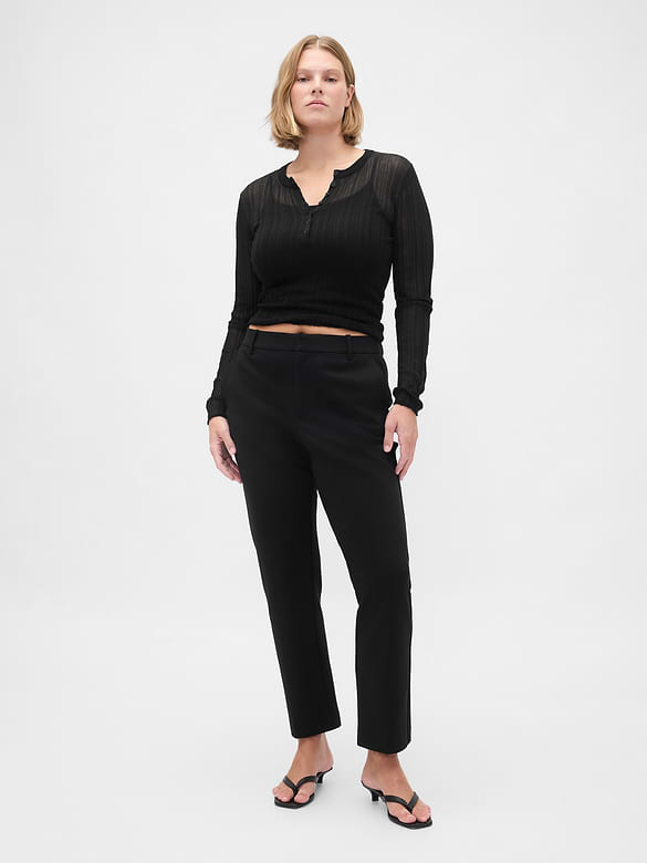 High Rise Double Knit Slim Crop Pants