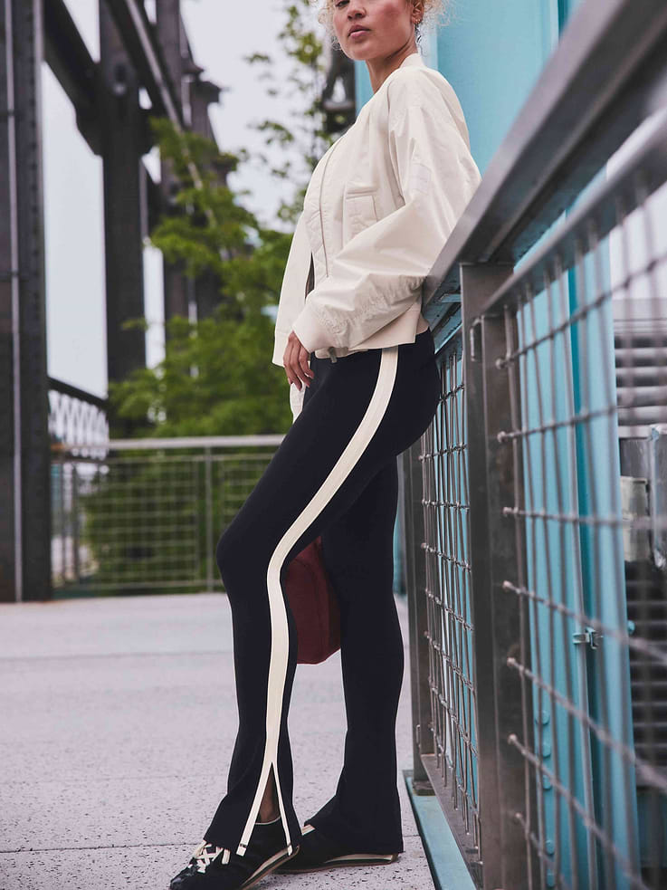 Image 6 of 8, Elation Ultra High Rise Sport Stripe Split Slim Flare
