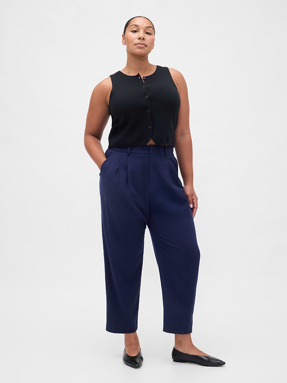 365 High Rise Brushed Twill Taper Ankle Trousers