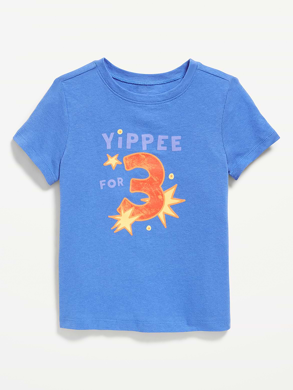 T-shirt à manches courtes à imprimé d’anniversaire unisexe pour tout-petit