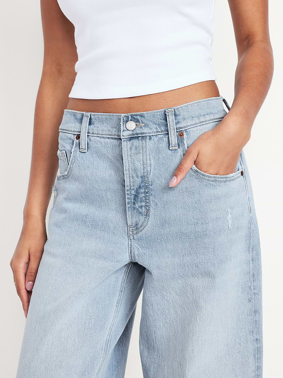 Mid-Rise Slouchy Wide-Leg Jeans