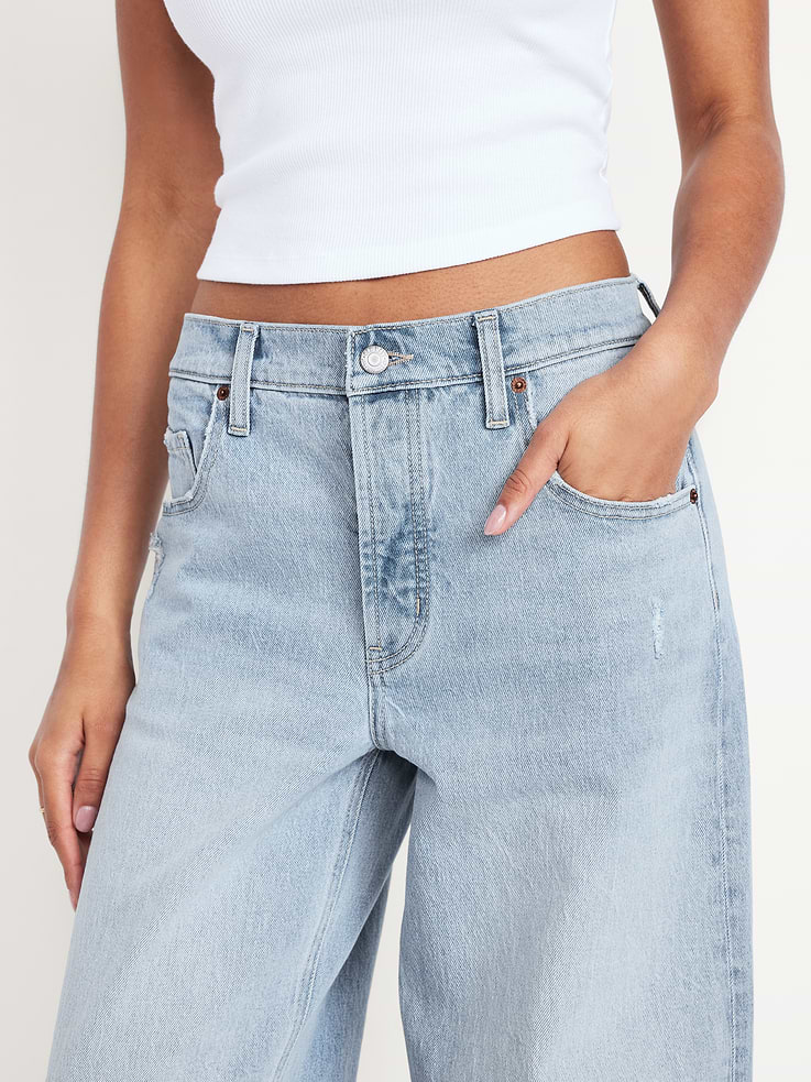 Image number 9 showing, Mid-Rise Slouchy Wide-Leg Jeans