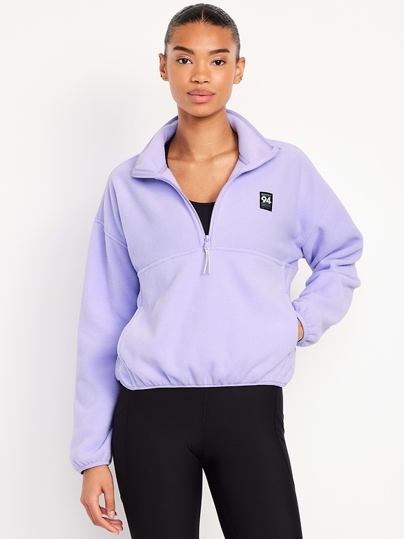 Oversized Performance Microfleece Cropped Half Zip