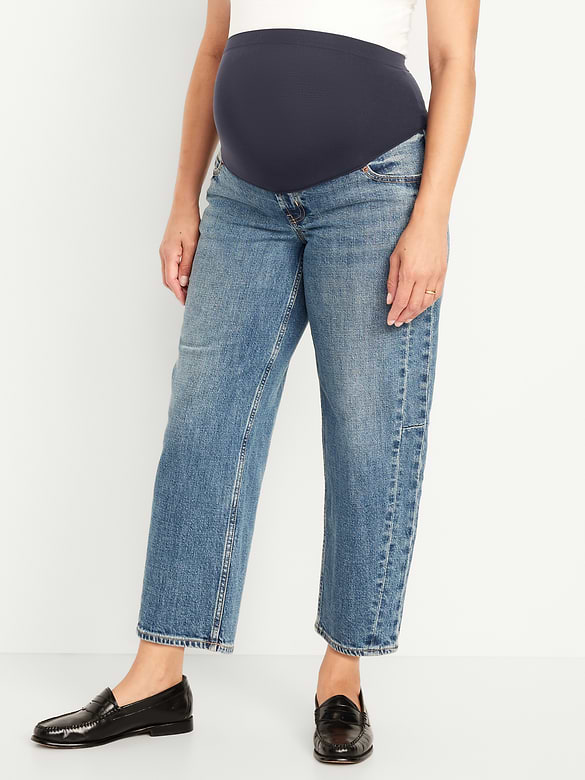 Maternity Full Panel Barrel Ankle Jeans