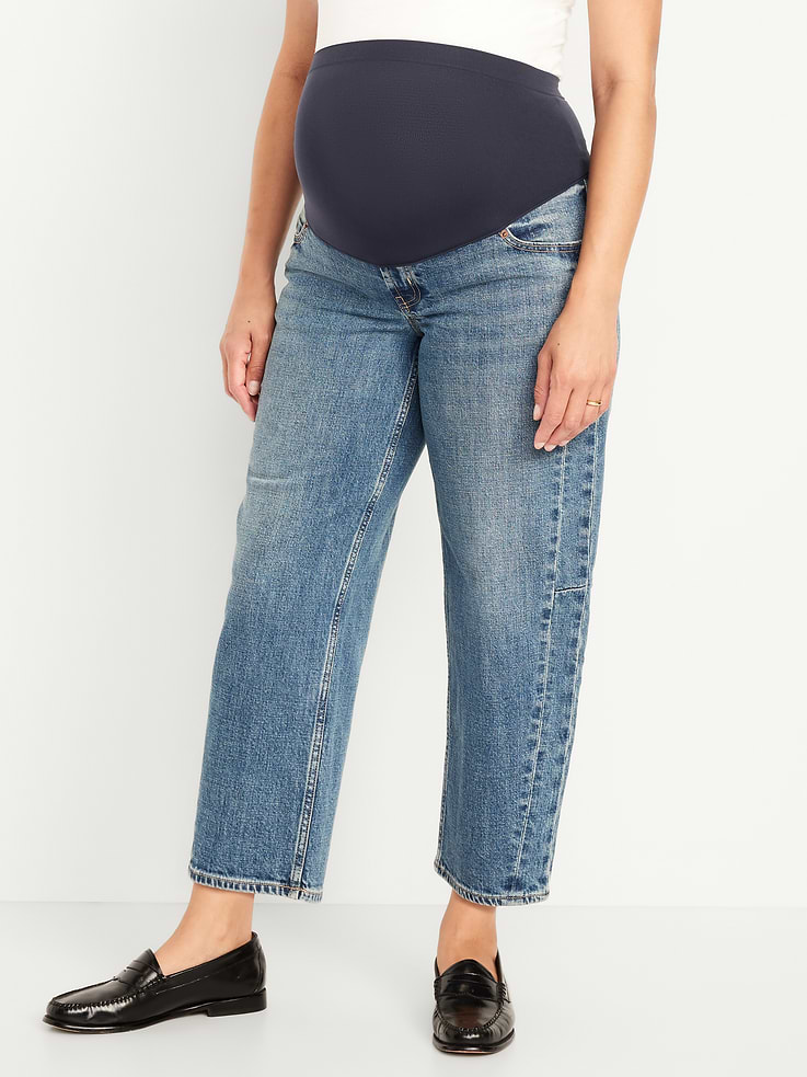 Image number 3 showing, Maternity Full Panel Barrel Ankle Jeans
