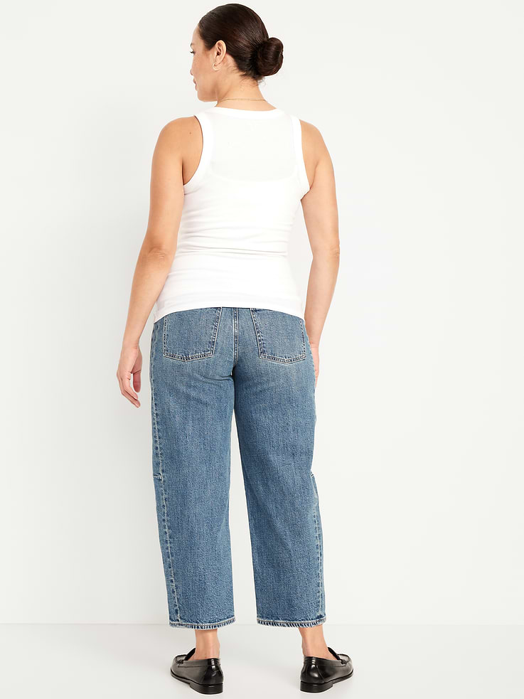 Image number 2 showing, Maternity Full Panel Barrel Ankle Jeans