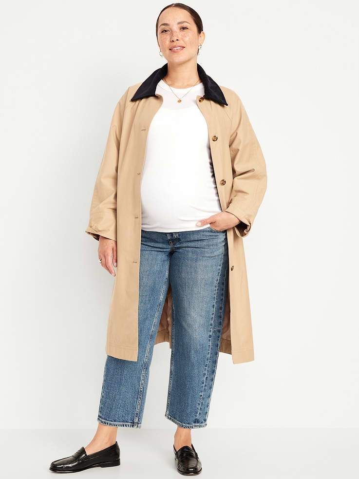 Image number 1 showing, Maternity Full Panel Barrel Ankle Jeans