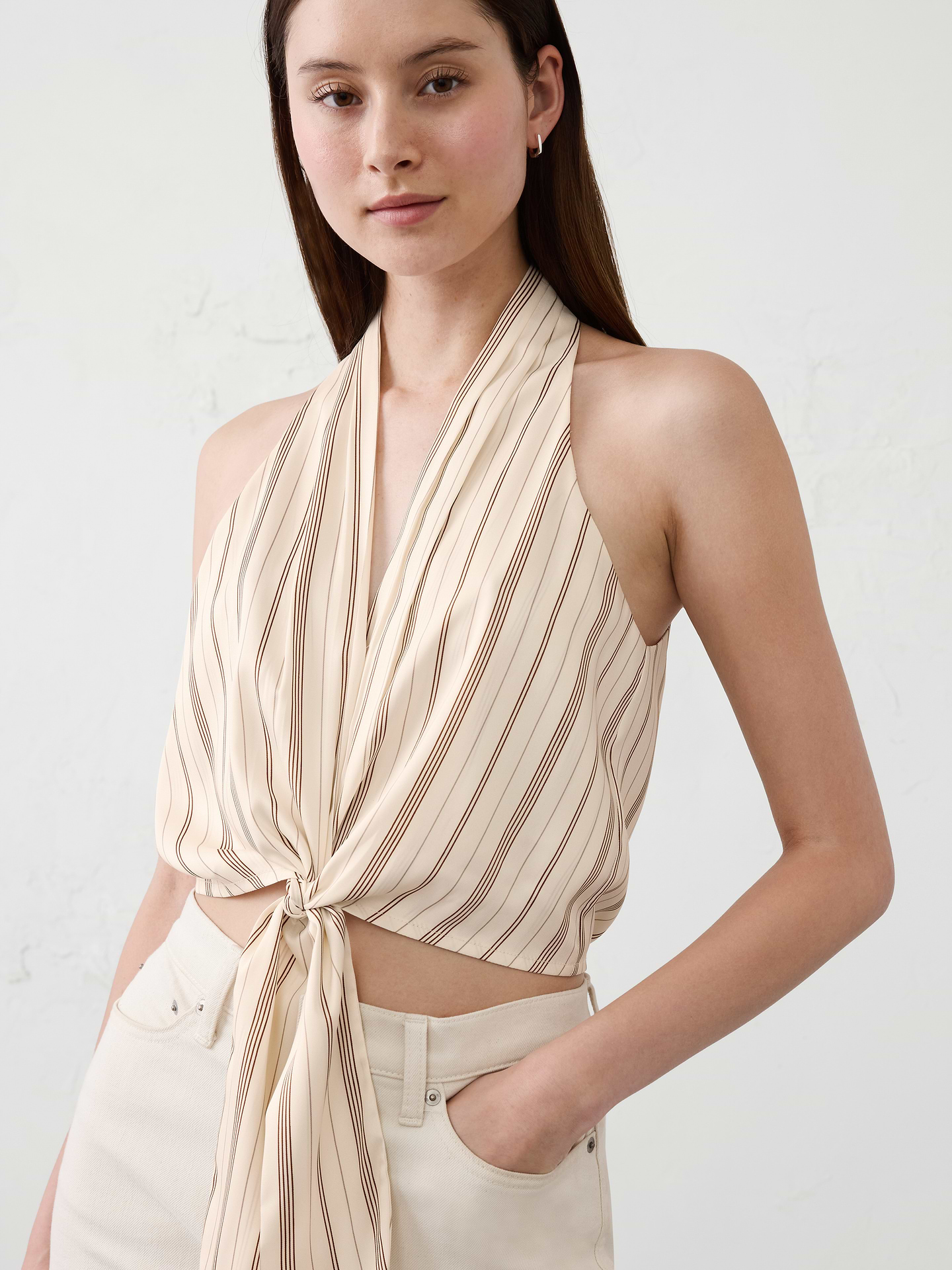 Image number 3 showing, Silky Tie-Front Top