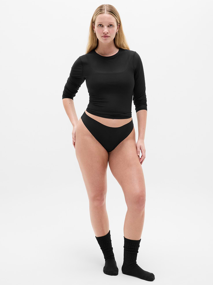 Image number 4 showing, Sleek Form No Show Thong Underwear 3-Pack