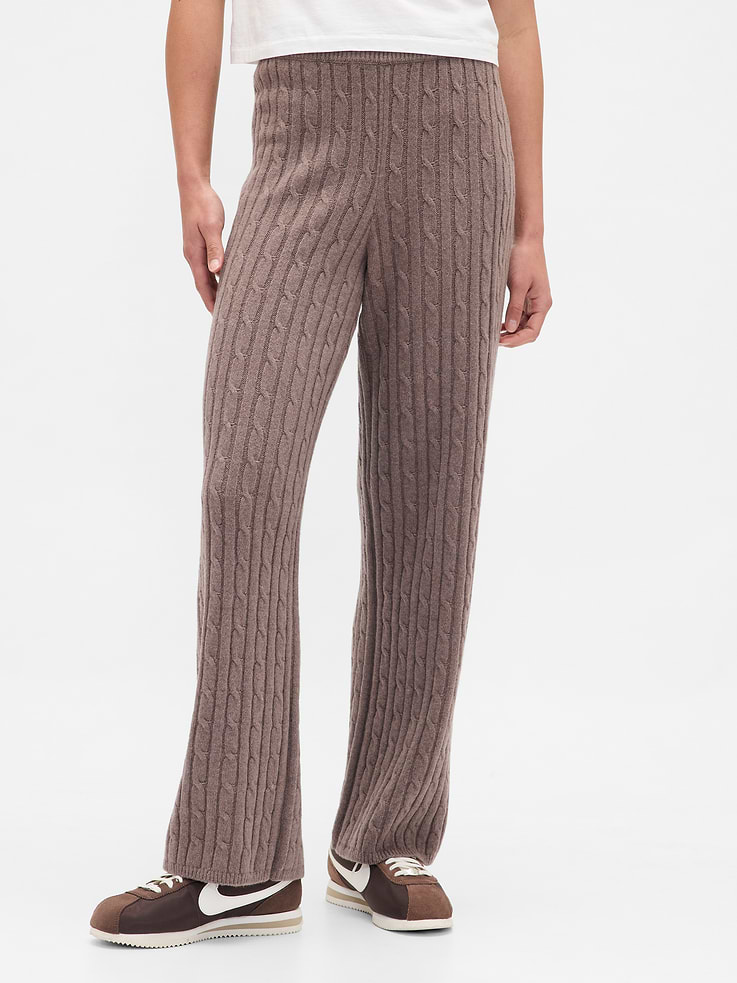 Image number 2 showing, CashSoft Cable-Knit Sweater Pants