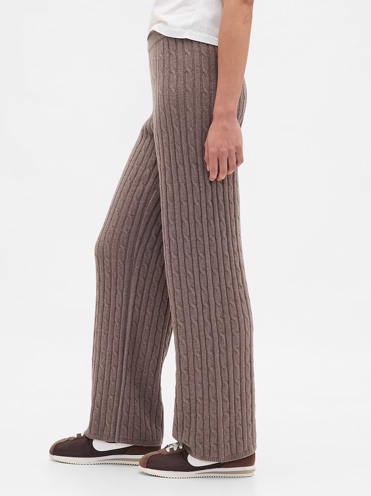 Image number 3 showing, CashSoft Cable-Knit Sweater Pants