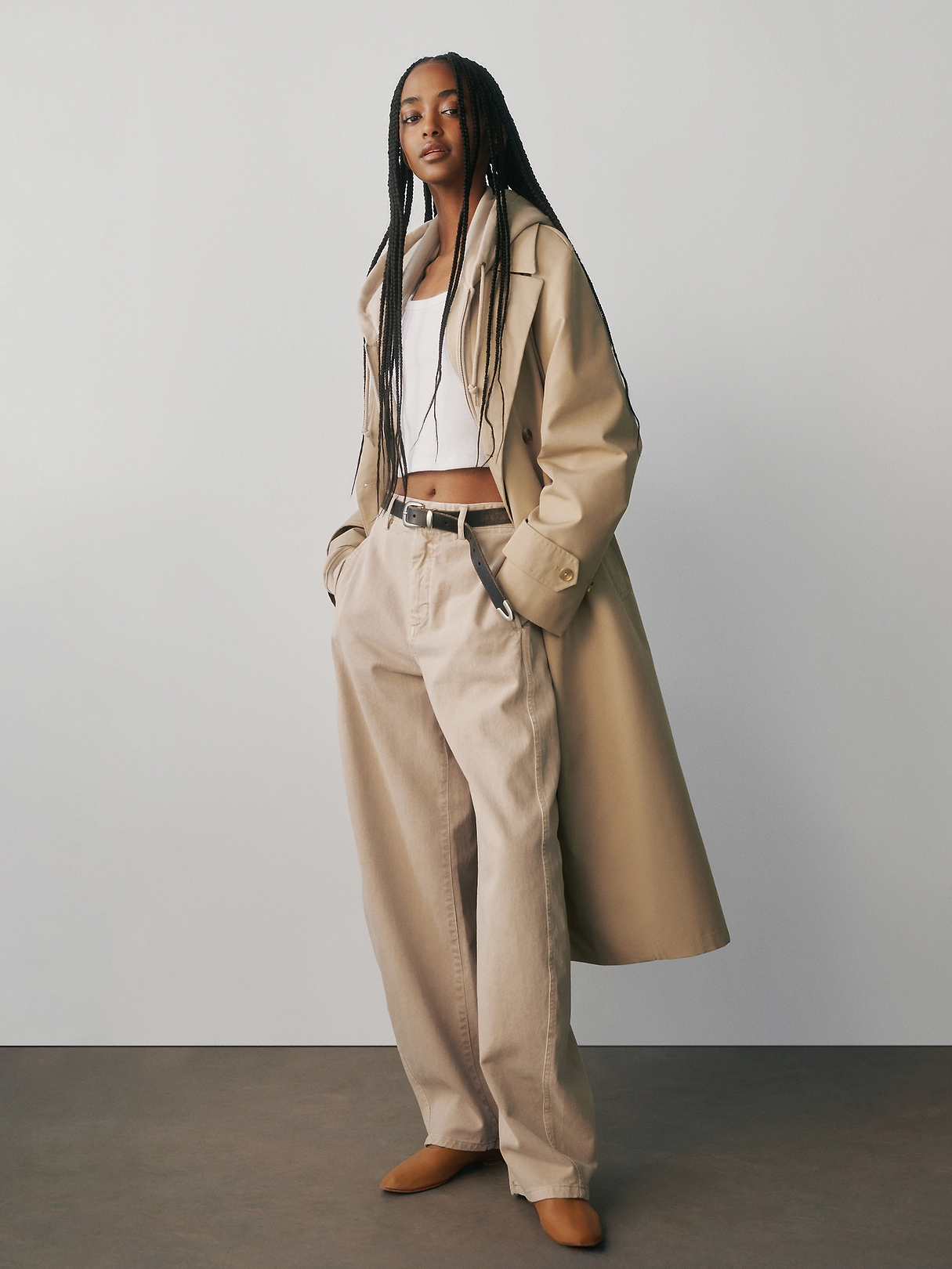 Mid Rise Twill Barrel Pants | Gap