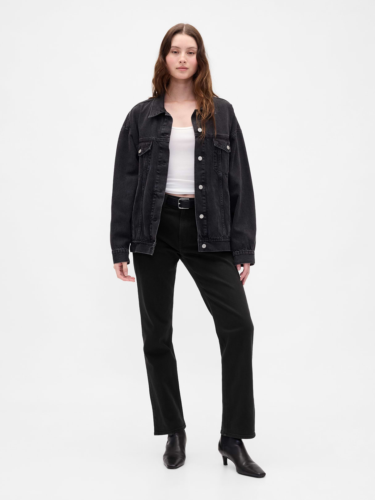 High Rise '90s Slim Straight Jeans - Black wash by Gap