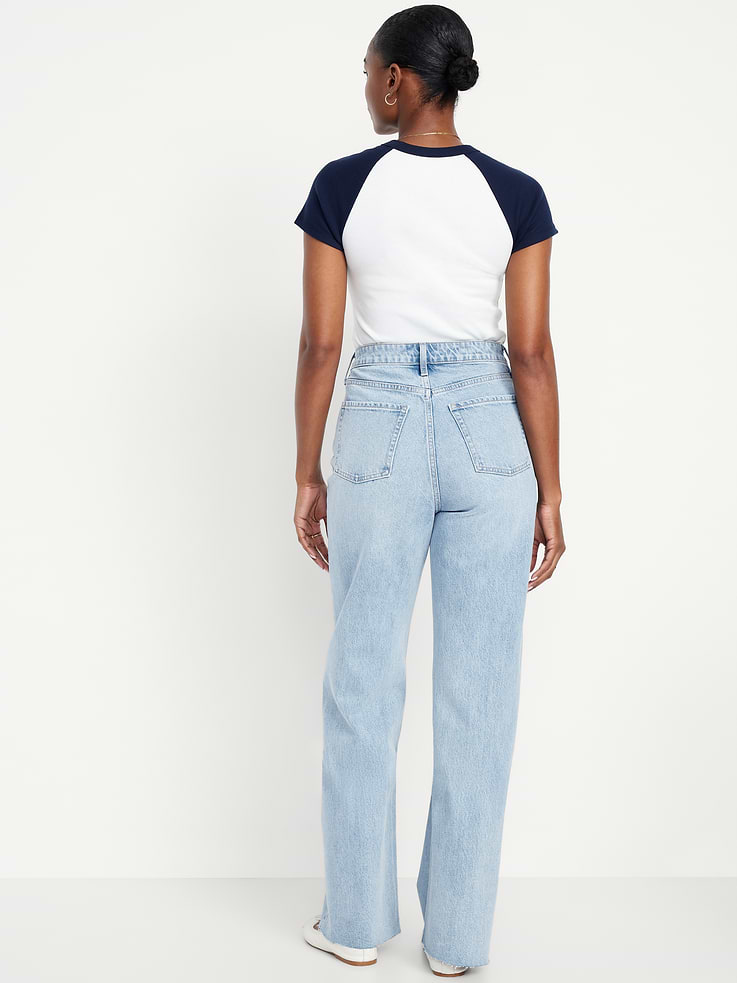 L'image numéro 3 présente Jean profilé à jambe large et à taille très haute