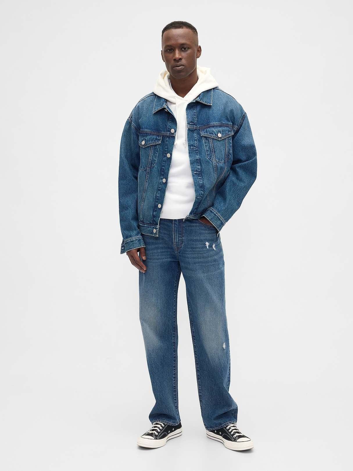 Distressed Relaxed Jeans | Gap Factory