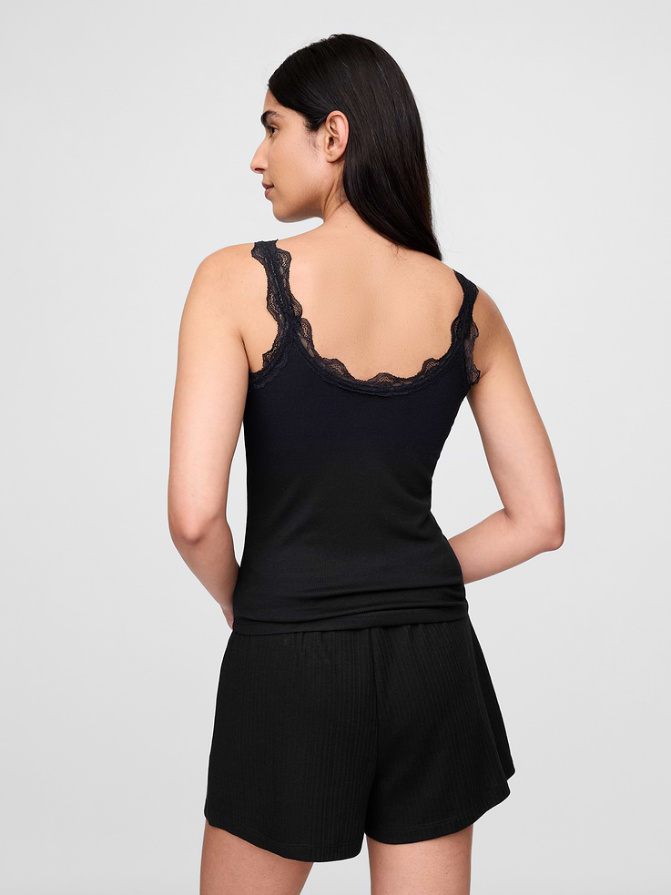 Image number 4 showing, Mini Rib Lace PJ Tank Top