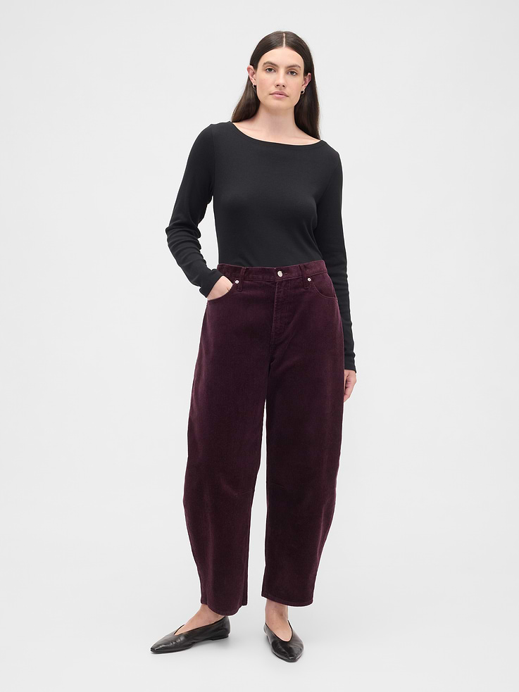 Image number 5 showing, High Rise Barrel Corduroy Pants